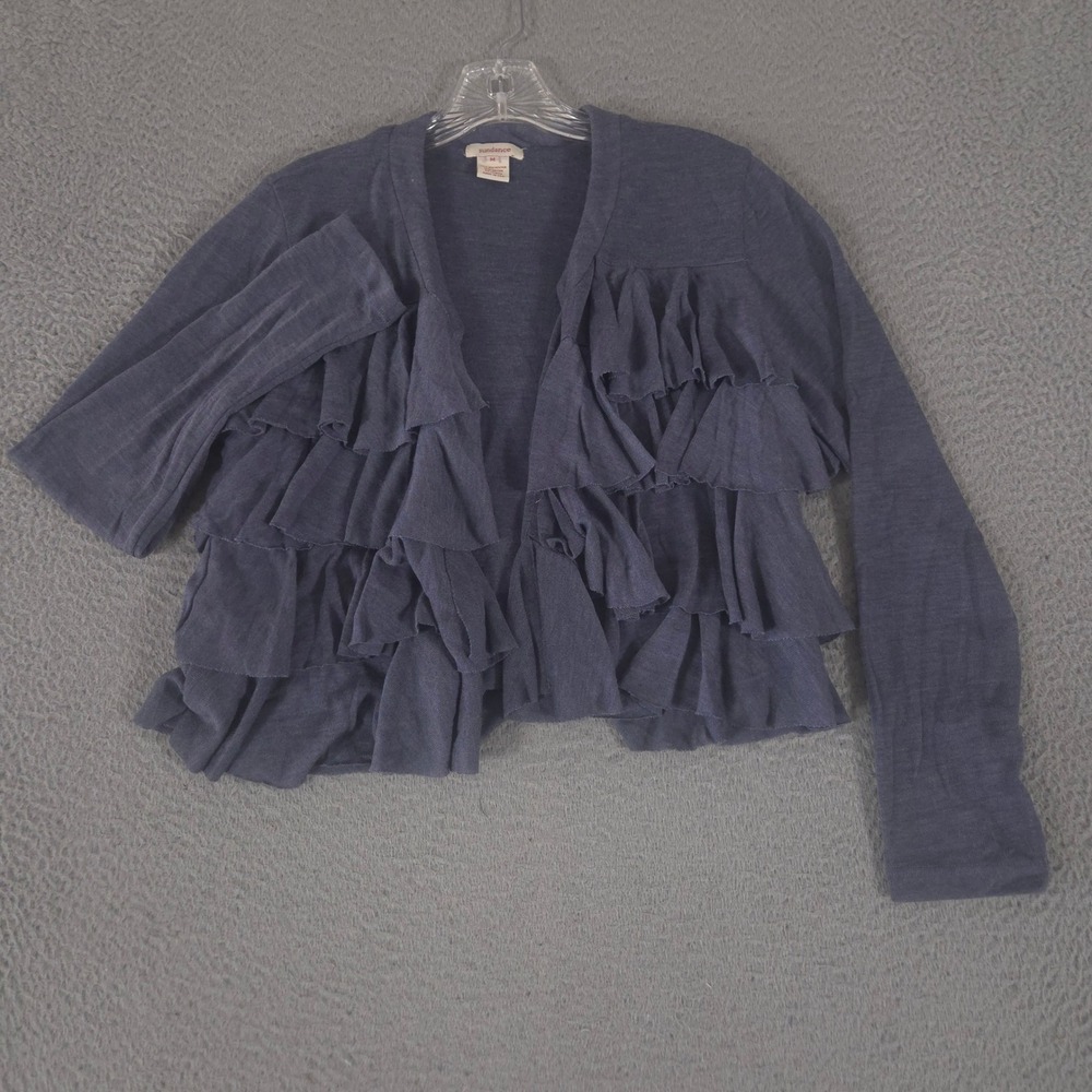 Sundance Sweater Womens M Open Front Cardigan Ruffled Bolero Rayon Blend Shrug